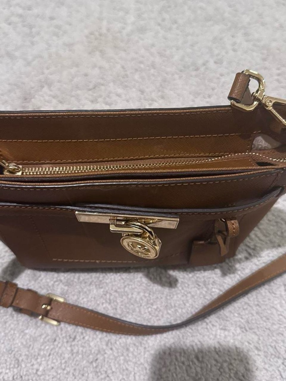 Michael Kors Cognac Saffiano Leather Crossbody with Gold Hardware - Picture 6 of 6